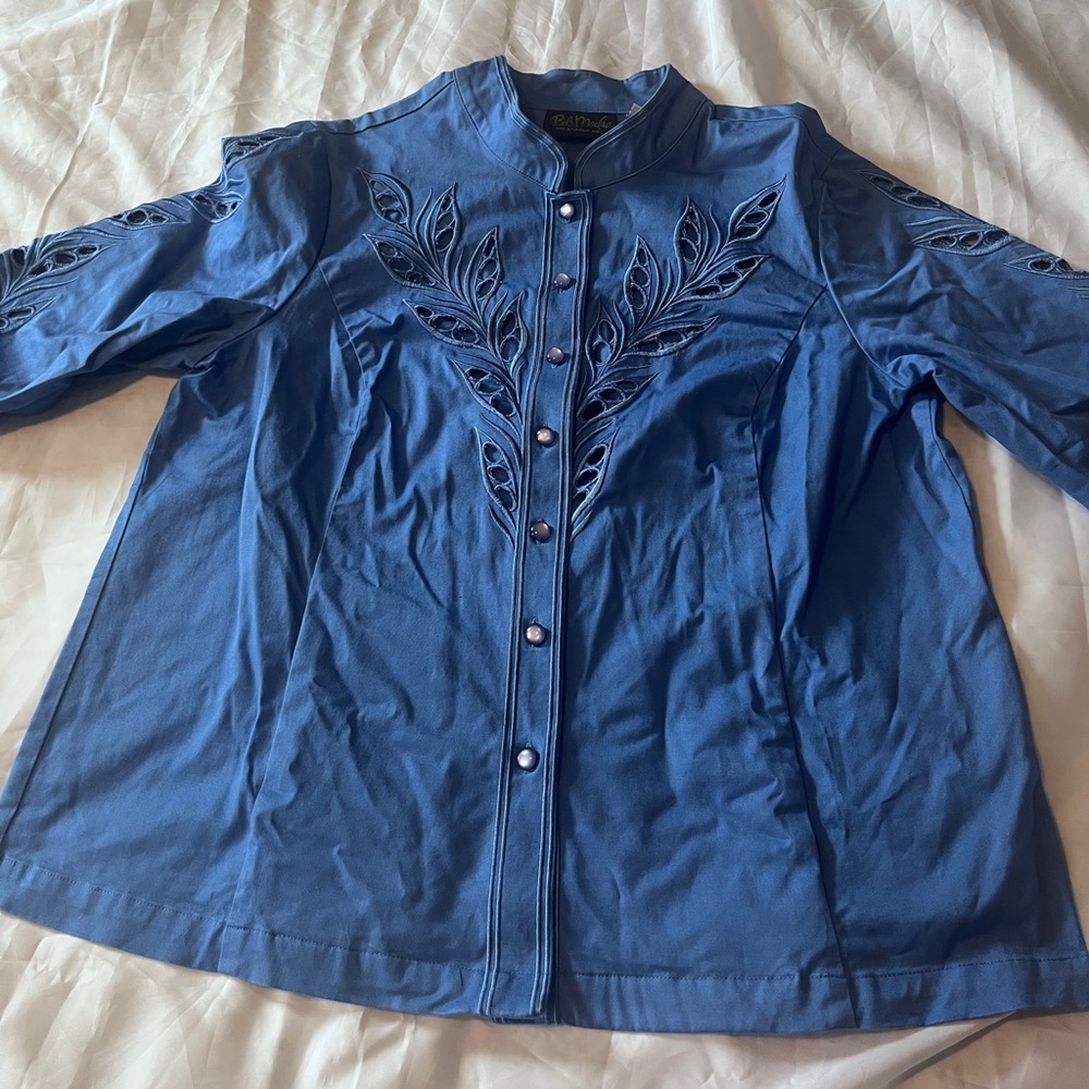 Bob Mackie Blue Embroidered Jacket